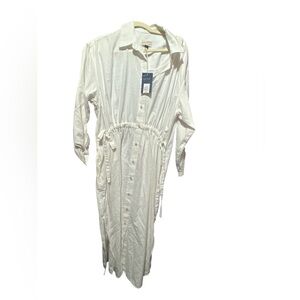 Universal Thread Ivory Button-Up Long Sleeve Dress